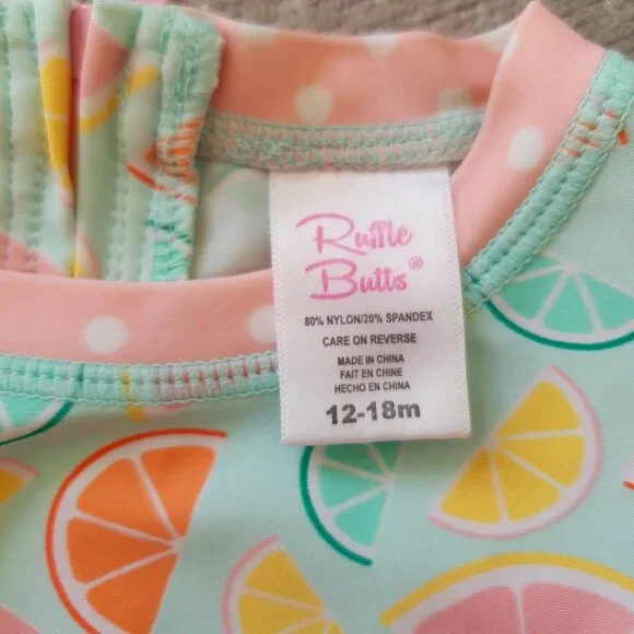 RuffleButts Citrus Rash Guard Size 12-18 Months Swimsuit - Picture 3 of 5